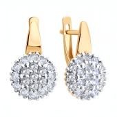 Серьги из серебра с позолотой и фианитами