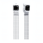 Серьги из серебра с ониксами и фианитами