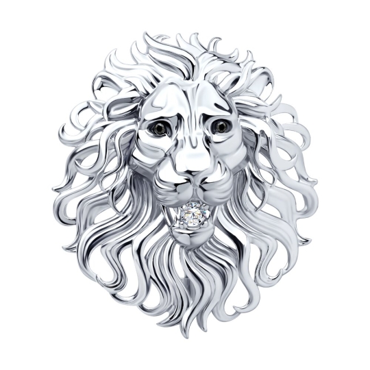 Серьги из серебра с фианитами "Лев"