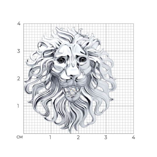 Брошь из серебра с фианитами 