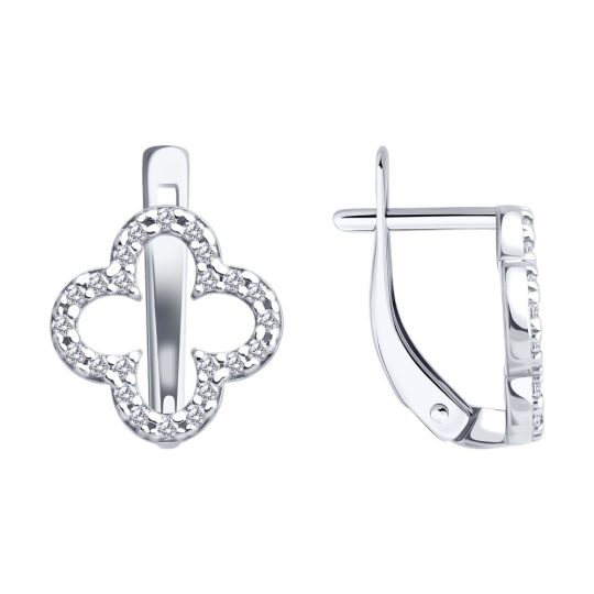 Серьги из серебра с ювелирными кристаллами и фианитами