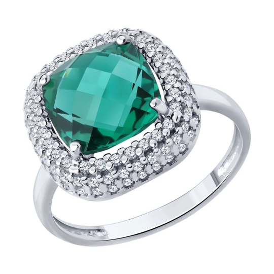 Серьги из серебра с кварцами и фианитами