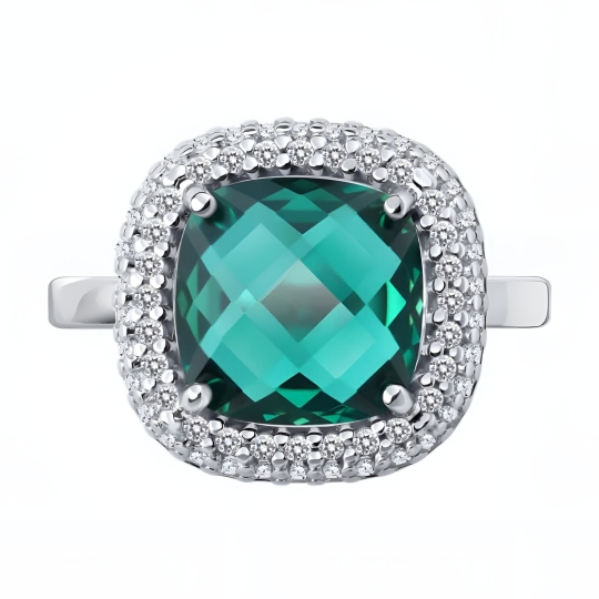 Серьги из серебра с кварцами и фианитами