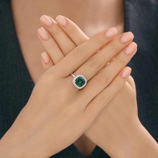 Серьги из серебра с кварцами и фианитами