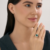 Кольцо из серебра с кварцем и фианитами