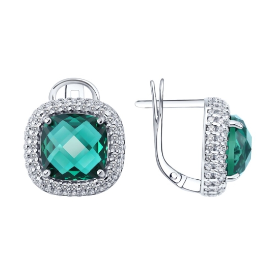 Серьги из серебра с фианитами "Лев"