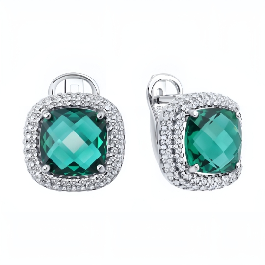 Серьги из серебра с фианитами "Лев"