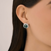 Серьги из серебра с кварцами и фианитами