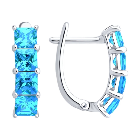 Серьги из серебра с фианитами