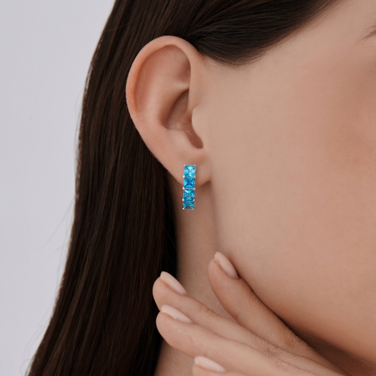 Серьги из серебра с фианитами