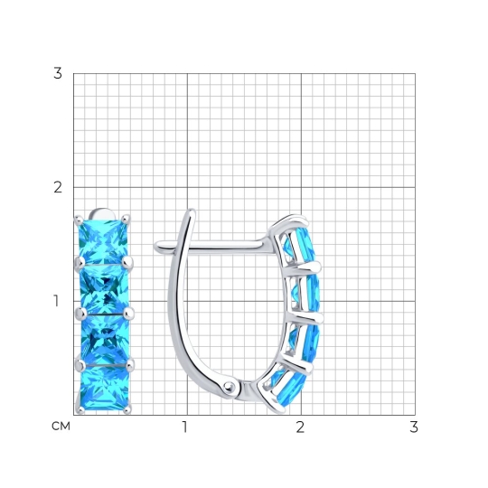 Серьги из серебра с фианитами