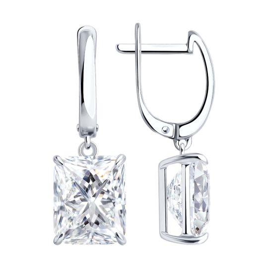 Серьги из серебра с фианитами