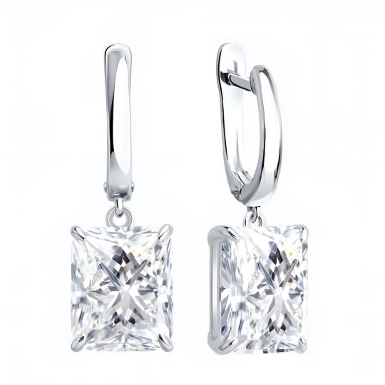 Серьги из серебра с фианитами