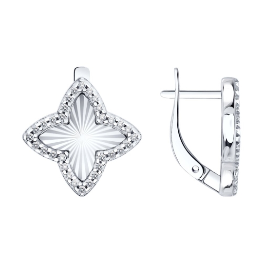 Серьги из серебра с фианитами