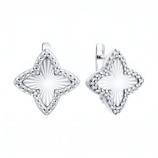 Серьги из серебра с фианитами