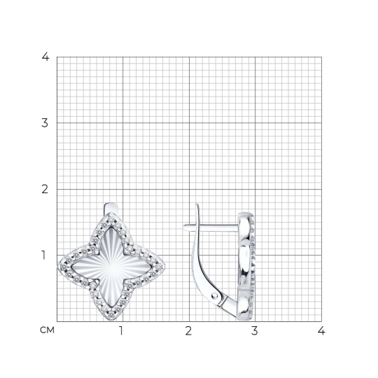 Серьги из серебра с фианитами