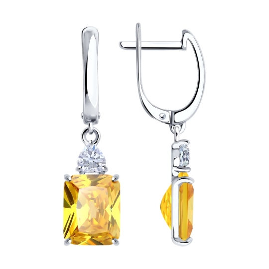 Серьги из серебра с фианитами