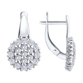 Серьги из серебра с фианитами