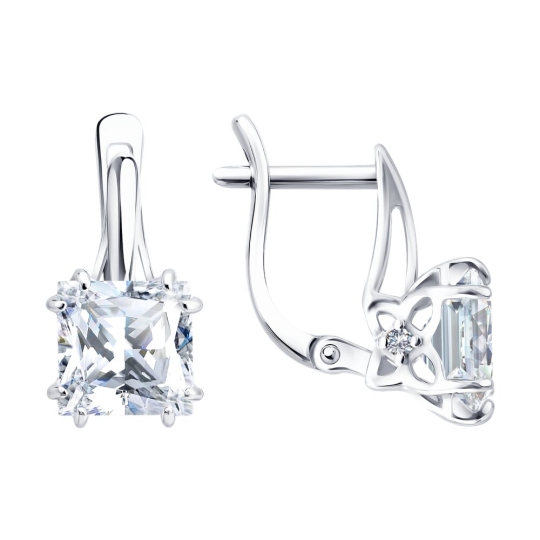 Серьги из серебра с позолотой и фианитами Серьги из серебра с позолотой и фианитами