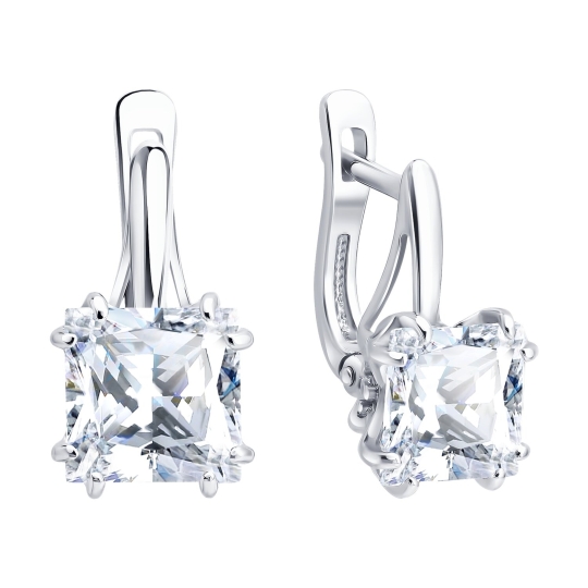 Серьги из серебра с позолотой и фианитами Серьги из серебра с позолотой и фианитами