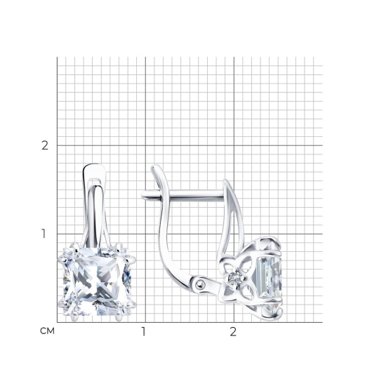 Серьги из серебра с фианитами