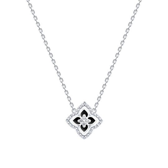 Колье из серебра с жемчугом, эмалью и фианитом