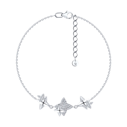 Браслет из серебра с фианитами