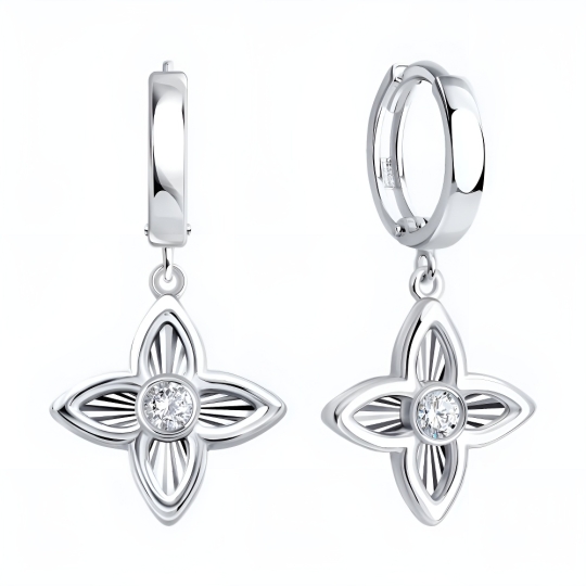 Серьги из серебра с фианитами