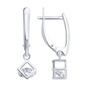 Серьги из серебра с фианитами