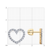 Серьги из серебра с позолотой и фианитами