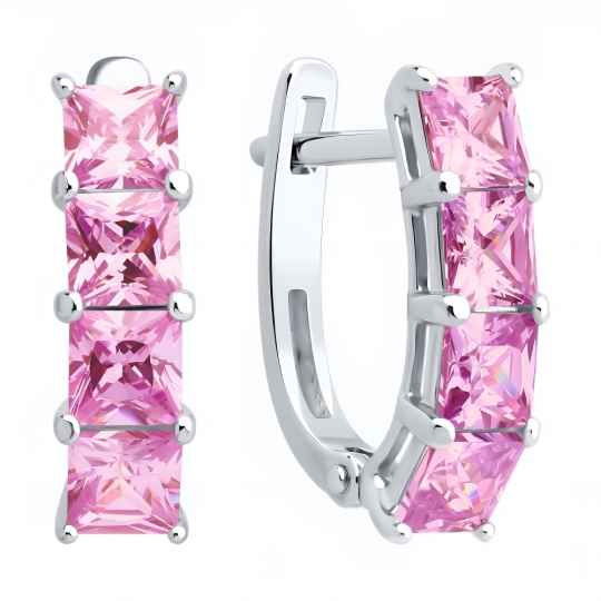 Серьги из серебра с фианитами