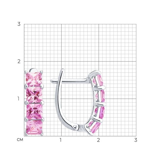 Серьги из серебра с фианитами