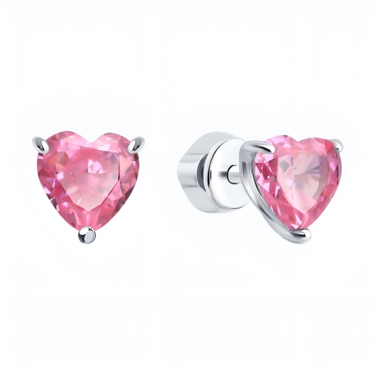 Серьги из серебра с фианитами