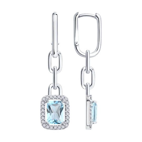 Серьги из серебра с фианитами
