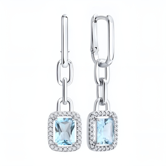 Серьги из серебра с фианитами