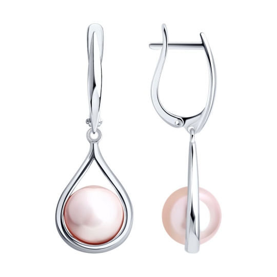 Серьги из серебра с султанитами и фианитами 
