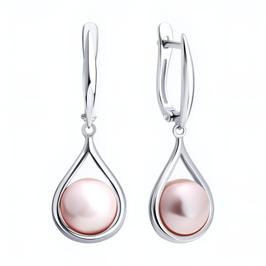 Серьги из серебра с султанитами и фианитами 