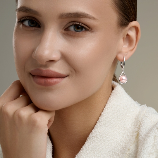 Серьги из серебра с султанитами и фианитами 