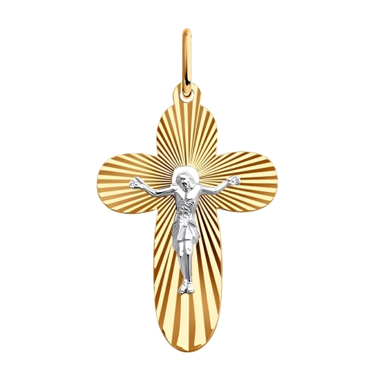 Подвеска-крест из комбинированного золота 
