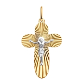 Подвеска-крест из комбинированного золота