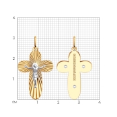 Подвеска-крест из комбинированного золота