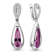 Серьги из серебра с ювелирными кристаллами и фианитами