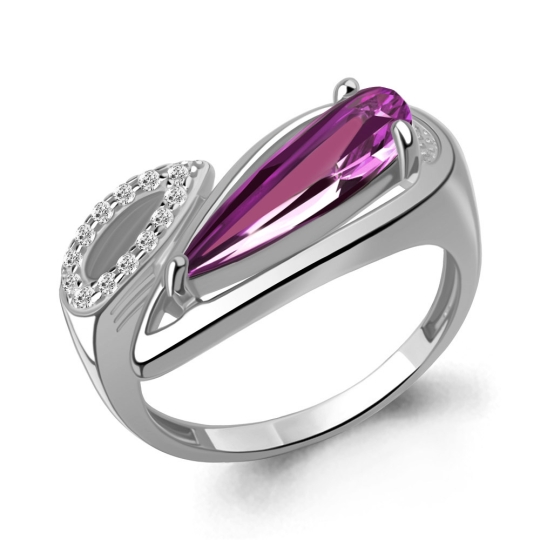 Серьги из серебра с ювелирными кристаллами и фианитами