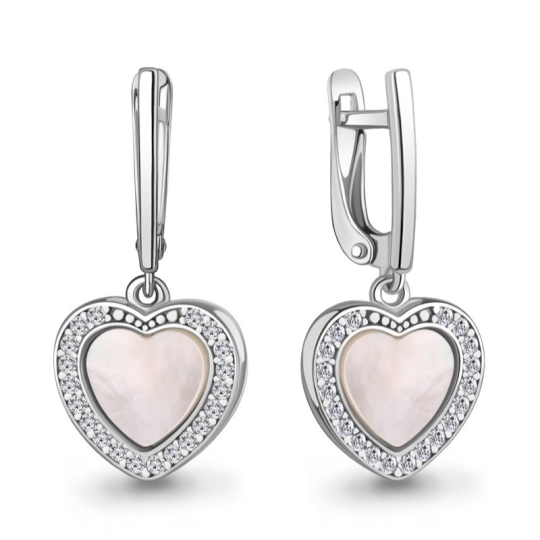 Асимметричные серьги из серебра с фианитами