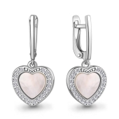 Серьги из серебра с перламутром и фианитами