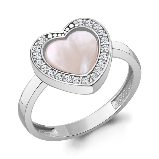 Серьги из серебра с перламутром и фианитами