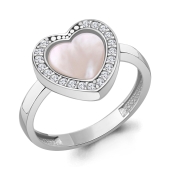 Кольцо из серебра с перламутром и фианитами