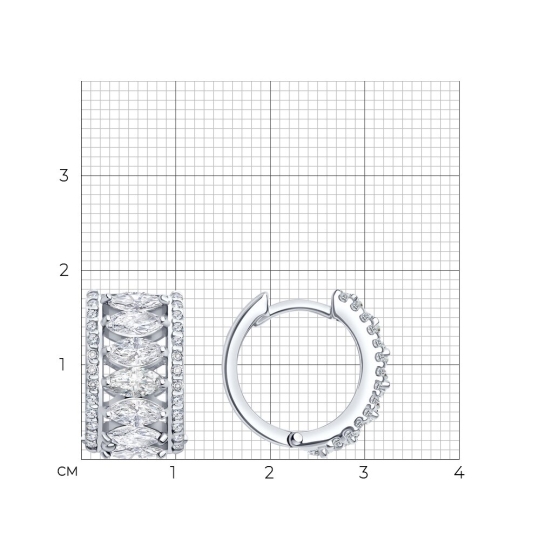Серьги из серебра с эмалью и фианитами