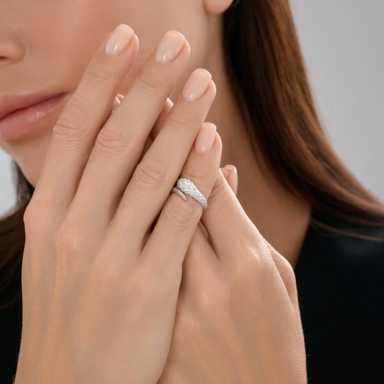 Кольцо из серебра с позолотой и фианитами