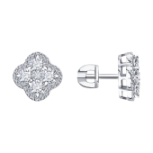 Серьги из белого золота с выращенными бриллиантами